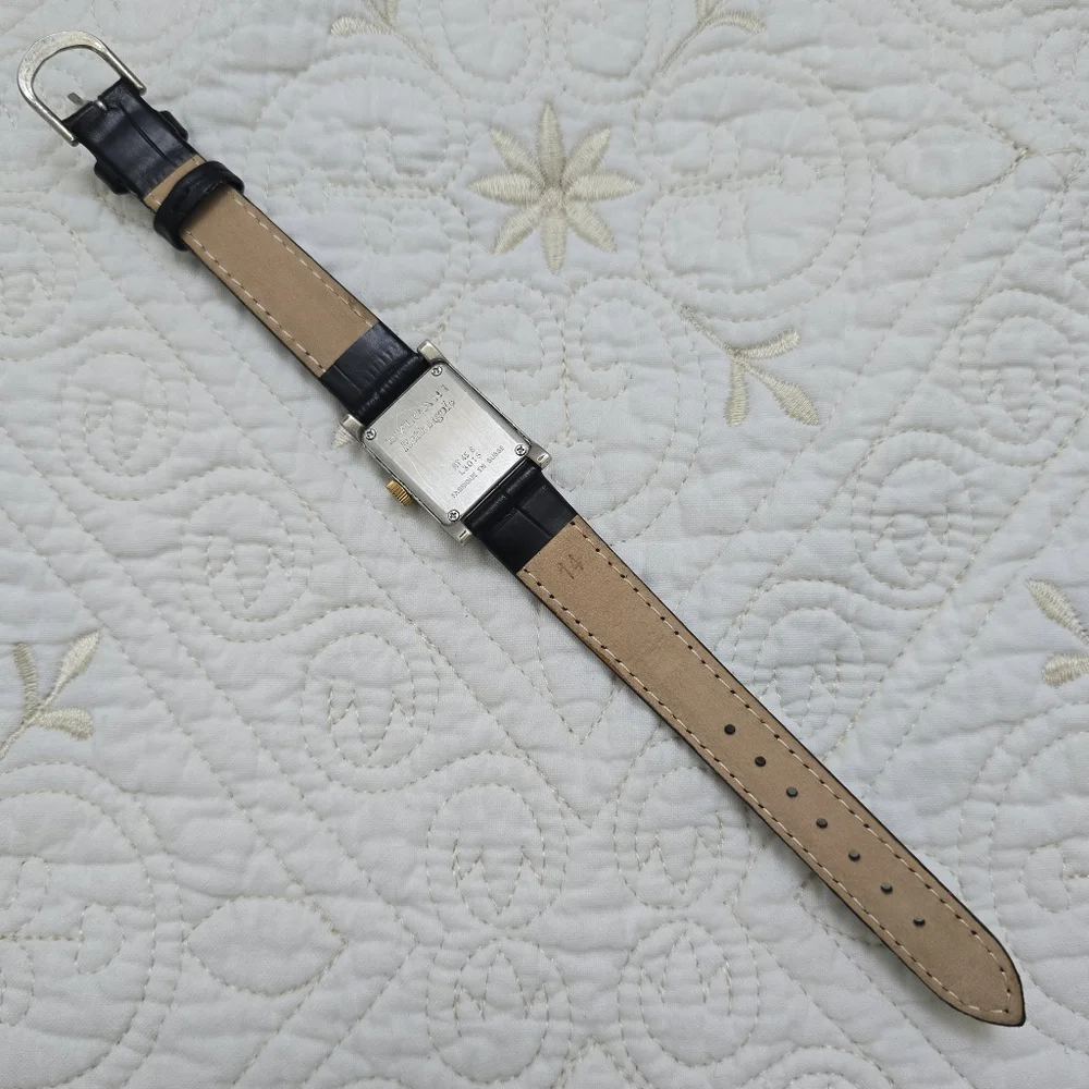 BVLGARI Rettangolo Quartz RT39S Ladies Watch Italian Luxury Black Leather Strap